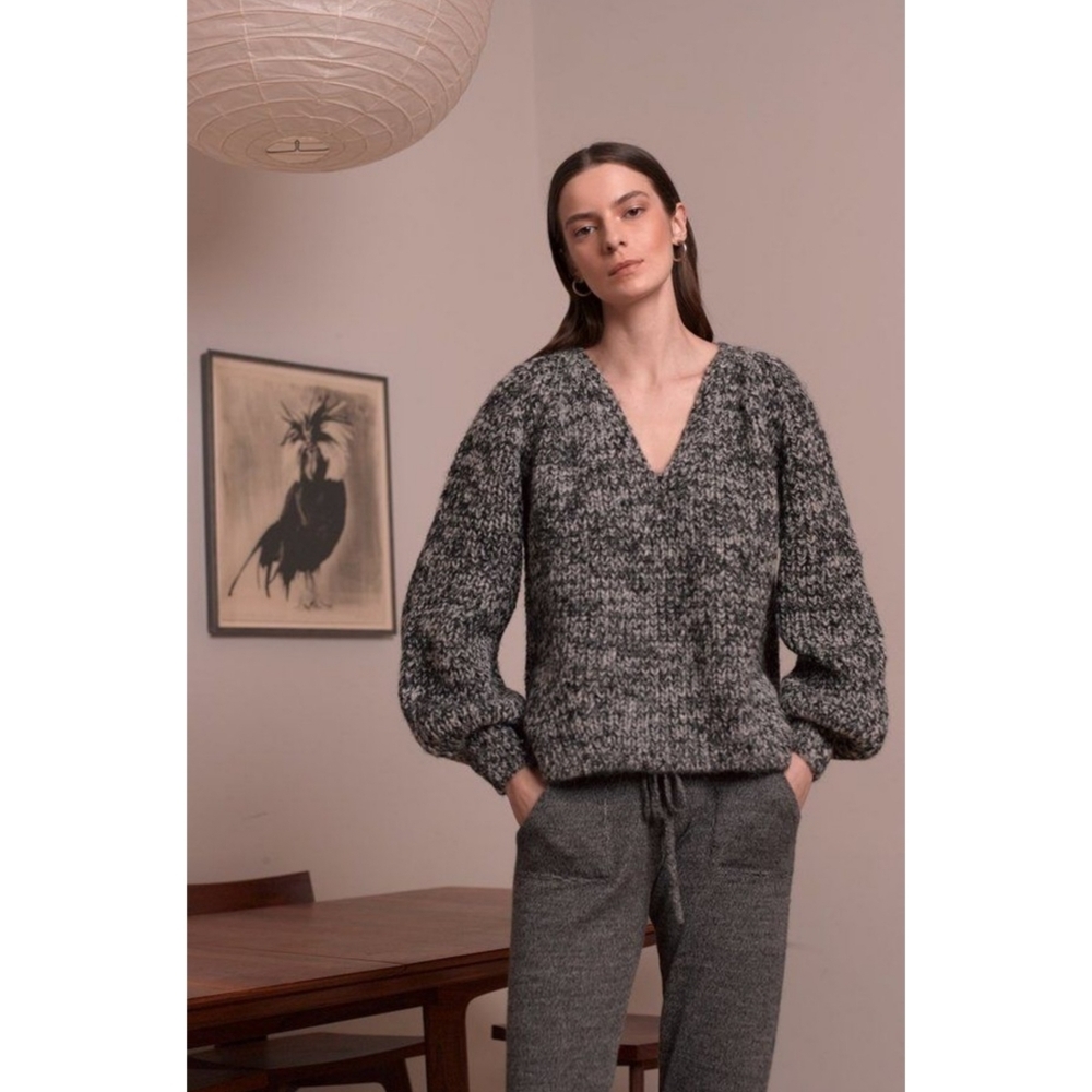 Eleven Six | Alpaca Blend Sweater in Salt & Pepper Size XS/S